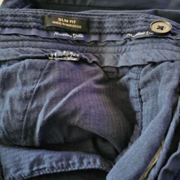 Massimo Dutti Mens Slim Fit Chino Blue Navy Trousers‎ Pants Stretch 38 26 - Picture 7 of 9
